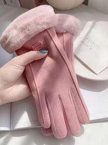 2pcs/1 Pair Winter Sports Warm Gloves, Women Windproof Waterproof Cold-Proof Cycling Driving Touchscreen Non-Slip Gloves