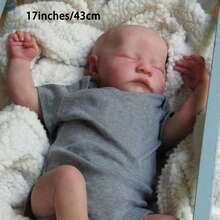 17 英寸/43 厘米栩栩如生的重生婴儿娃娃，全身柔软硅胶乙烯基手工艺术娃娃，适合男孩/女孩，3D 彩绘皮肤，静脉清晰，四肢灵活，手绘头发逼真，适合作为生日礼物/新生儿礼物/圣诞礼物/感恩节礼物/收藏艺术娃娃 - 彩色 - 查看 2