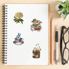 100 张复古贴纸 复古剪贴簿贴纸 可爱复古贴纸 波西米亚风贴纸 卡通贴纸 乙烯基防水贴纸 适用于水瓶、笔记本电脑、手机、滑板、剪贴簿、日记礼物 - 彩色 - 查看 7