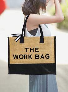 Túi vải bố tote in chữ "Work Bag", chất liệu linen đơn giản, có thể tái sử dụng, dùng làm túi mua sắm, túi đựng mỹ phẩm, ví, túi quà tặng ngày lễ, dung tích lớn, dây đeo vai có thể điều chỉnh và túi bên hông, thích hợp cho du lịch nghỉ dưỡng (màu kaki), đi làm hàng ngày, sử dụng hàng ngày, sinh nhật, ngày lễ, tựu trường, kỳ nghỉ, bãi biển, du lịch, đi làm, công tác, sinh viên, dã ngoại, cắm trại, mua sắm siêu thị, lưu trữ hàng ngày. - Màu Khaki - Xem 2