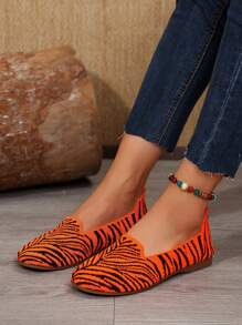 Princess Knitted Slipper Flat Women Shoes, Plus Size - Orange - View 3