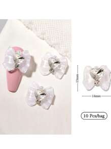 10件/包亚克力蝴蝶水晶玻璃闪亮指甲配件合金水钻指甲饰物美甲装饰配件设计美甲用品指甲美甲宝石 - 彩色 - 查看 8