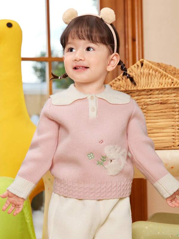 Balabala Baby Knit Sweater Sweet French-Style Winter 2024 Layering Piece
