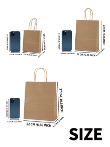 12pcs Kraft Paper Bags - Fashionable Packaging Solution, Gift Wrapping, Reusable Shopping, Party Decor, Craft Project Bag - Suitable For Small Businesses, Baked Goodies Souvenirs, And Wedding Decor,