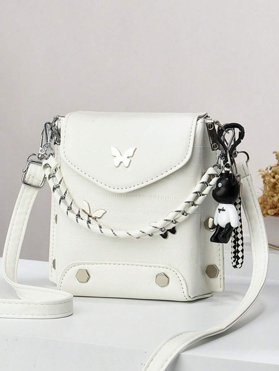 Women's Crossbody Cell Phone Holder Bag With Butterfly Detail [Dx20206] - trắng - Xem 1