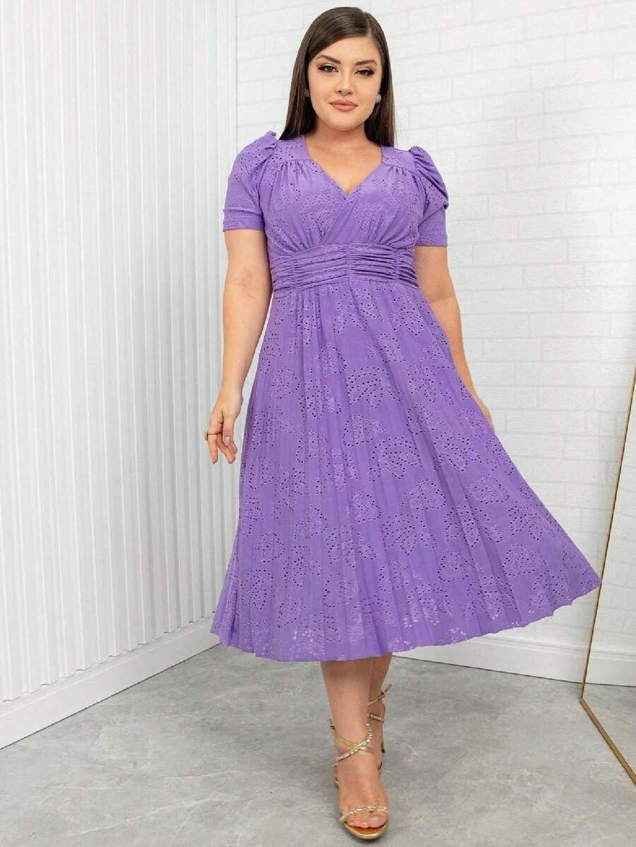 Women's Maxi Godet Dress With Draped Bust In Lese Spring/Summer - 紫丁香色 - 查看 1