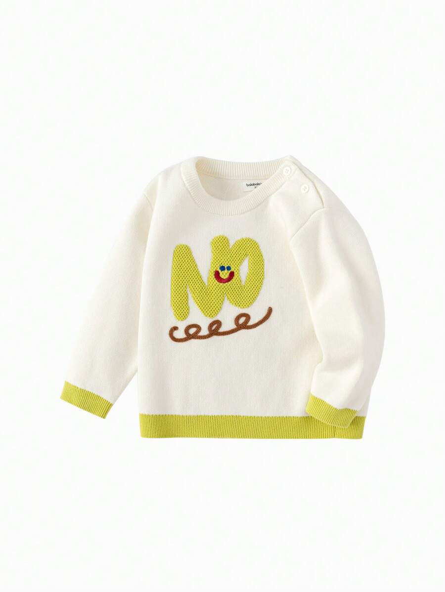 Balabala 女婴针织毛衣 2024 年冬季流行套头衫 - 乳白 - 查看 1