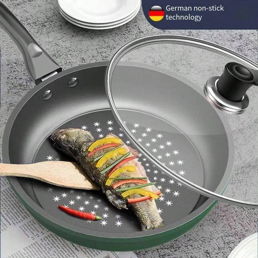 24cm NonStick Frying Pan With Lid, Crystal Upgrade, Suitable For Gas