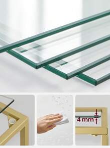VASAGLE Scaffale in Vetro a 4/5 Ripiani, Liberia, Organizzatore Portaoggetti, Vetro Temperato, Facile da Montare, per Bagno Soggiorno Camera da Letto Studio, Bianco Perla e Grigio Ardesia/Nero/Trasparente E Oro Metallizzato - Oro trasparente e oro metallizzato 5piani - Visualizzare 3