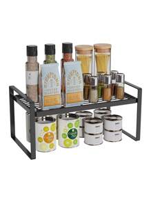 重型置物架，防滑橱柜收纳架，适用于厨房、浴室、食品储藏室和办公室，可调节多功能储物架，可存放香料、咖啡、书籍和办公用品，黑白两色可选，节省空间 - 黑色 - 查看 7