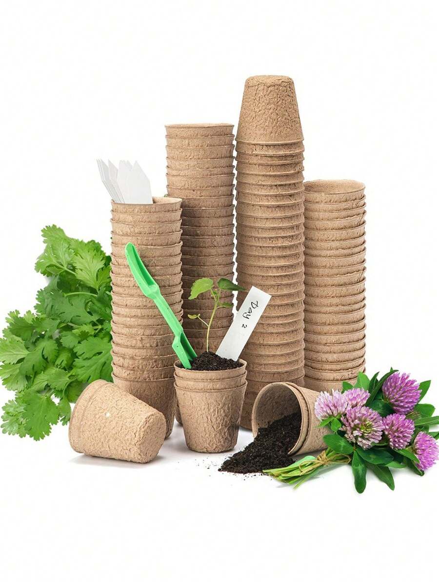 Cốc ươm cây bột giấy, Chậu trồng cây dinh dưỡng để trồng cây giống, Chậu ươm cây giấy dùng một lần - Nhiều màu - Xem 1