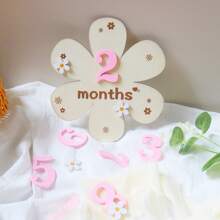 Hitos mensuales del bebé, señales de hitos mensuales de madera, discos de hitos mensuales de madera, discos de hitos del bebé, tarjetas de props de fotos de hitos del bebé Conjunto de números intercambiables de 12 para el registro del crecimiento del bebé (Flor del bebé) Decoraciones y regalos para baby shower, regalos para baby shower y Pascua, cosas para niñas/niños