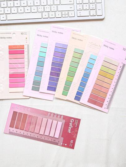 200 张便利贴，1 种类型，1 包索引贴纸，半透明绿色，10 种不同颜色样式的便利贴，学生书籍、用品、标签、办公用品、分类贴纸、学校用品、返校