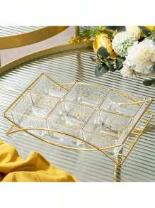 1 zestaw małych talerzy na przekąski z tacką, do serwowania suszonych owoców, ciasteczek, cukierków