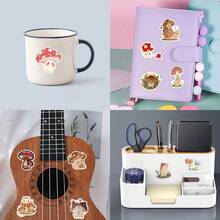 60 件独特贴纸蘑菇房间装饰可爱贴纸蘑菇贴纸卡通贴纸乙烯基防水贴纸适用于水瓶、笔记本电脑、手机、滑板、剪贴簿、日记礼物 - 彩色 - 查看 8