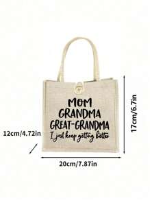 大容量妈妈奶奶手提包 - 时尚女士休闲手提包和购物单肩包 - 完美的礼物创意女士亚麻大容量手提包毕业礼物字母印花时尚教师手提包学校礼物海滩度假、礼品袋、圣诞礼品袋、最佳母亲节礼物创意、母亲节礼物、妈妈礼物、妈妈的必需品、外出妈妈包书手提包、教师节最佳教师礼物、独特的奶奶礼物、家庭最佳感恩节礼物 - 卡其色 - 查看 4