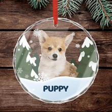1pc Custom Photo Pet Face Personalized Round Shaped Crystal Glass Ornament Gift For Dog Lovers, Cat Lovers, Pet Lovers, Pet Memorial Gifts Birthday Graduation