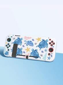 1 件海龟、海星印花多功能游戏机收纳包，兼容 Switch/Switch OLED/Switch NS 游戏机，支持充电、数据线收纳、游戏卡盒、防尘罩、支架，可容纳 10 张游戏卡，便携、防摔、防震 - 彩色 - 查看 16