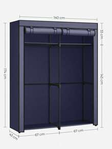SONGMICS Armadio, Guardaroba Porta Abiti per Camera da Letto con 2 Barre Appendiabiti, Armadio Portatile in Tessuto, Pieghevole, per Armadio, 43 x 140 x 174 cm, Verde Salvia/Blu Scuro/Nero/Grigio/Viola Lavanda, Ritorno a Scuola - blu scuro - Visualizzare 7