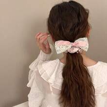 1 件装女士发饰女孩松紧带橡胶发圈韩国时尚蝴蝶结糖果 Kpop 流行丝带珍珠仙子 - 彩色 - 查看 2