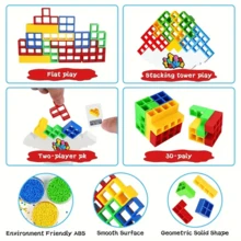 1 Bộ trò chơi cân bằng khối gỗ xếp chồng rung lắc, đồ chơi khối xây dựng giáo dục, rèn luyện khả năng tập trung, trò chơi tương tác giữa cha mẹ và con cái trên bàn, quà tặng sinh nhật cho trẻ em - nhiều màu - Xem 3