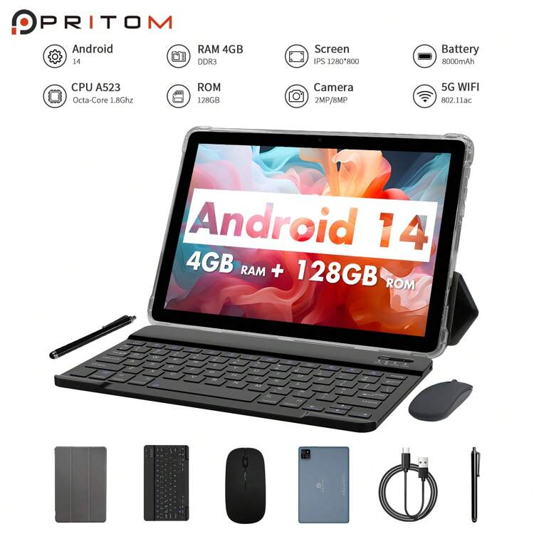 PRITOM 2024年 Android14 タブレットPC (A523 8コア 1.8Ghz