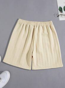 Men's Drawstring Waist Pocket Jacquard Casual Shorts - Apricot - View 2