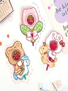 1/30/50/100PCS可爱风卡通图案棒棒糖装饰纸卡创意DIY装饰卡插卡棒棒糖迎宾牌婚礼订婚装饰布置卡通棒棒糖卡片纸装饰创意 - 彩色 - 查看 3