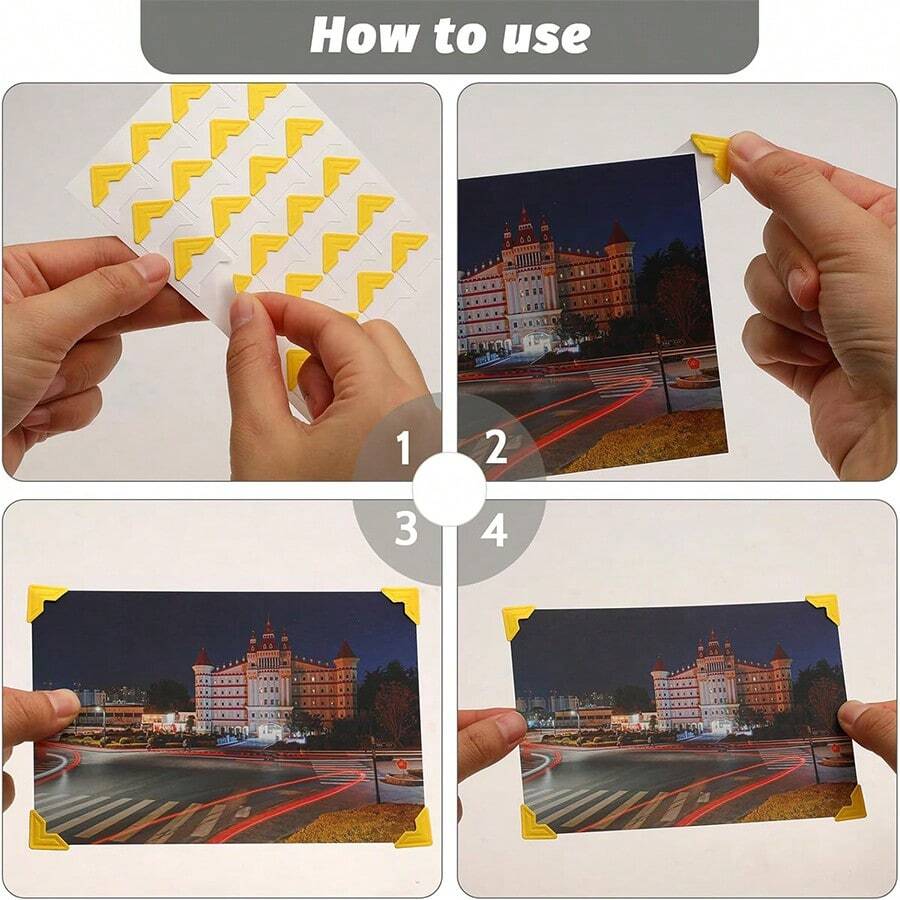 8 Sheets 192 Pcs Self Adhesive Photo Corners For Scrapbooking, 8 Colors