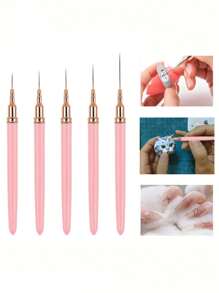 5 Pieces Nail Brush Set Clay Painting Tools Slim Line Stripe Painting UV Gel Painting Nail Design Pen Professional Nail Tools For Home Diy