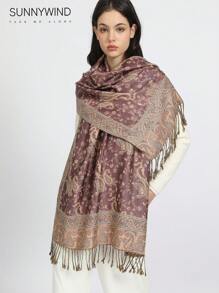 1pc Paisley Jacquard Scarf, Classic And Suitable For All Seasons - Pink - View 5
