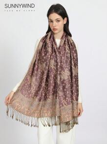 1pc Paisley Jacquard Scarf, Classic And Suitable For All Seasons - Pink - View 2