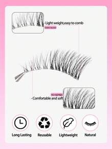 7 对，D 卷曲，半睫毛透明带 11 毫米猫眼尾延长睫毛 3/4 角假睫毛打造自然外观 - 眼尾拉長款 - 查看 2