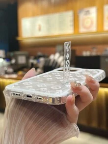 1 Ốp lưng điện thoại chống rơi bằng TPU + Acrylic trong suốt dày thời trang họa tiết hoa mận nhiều màu sắc & giá đỡ - trắng - Xem 4