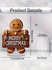 1 đồ trang trí đèn bắt sáng bằng Acrylic hình người bánh gừng Giáng sinh - Tấm trưng bày trên bàn ngày lễ có chân đế, thích hợp để trang trí Giáng sinh tại nhà và văn phòng - Nhiều màu - Xem 3