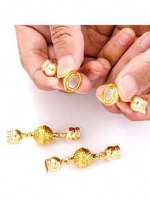 Set de 5 broches magnéticos redondos con patrón de escamas de pez en color dorado vintage para pañuelos, brazaletes, collares y accesorios de joyería DIY W370