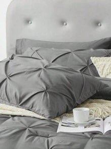 5Pcs/7-Pcs Queen Pinched Pleat Bed Comforter Sets Queen  - Luxurious, Soft, Breathable, Hypoallergenic, And Cooling Summer Bedding For All Seasons With Sheets, Pinched Pleat   Design, And Bed-In-A-Bag Convenience - Easy Care, Machine Washable, And Durable,  Ideal Gift - Dark Grey - View 5