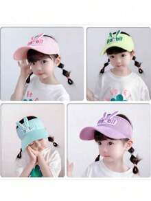 Children's Visor With Rabbit Ears Lightweight And Comfortable For Children With Sun Protection - 淺粉色 - 查看 2