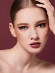 1 件银色仿雀斑脸贴纸，闪光雀斑临时纹身面部装饰 - 彩色 - 查看 2