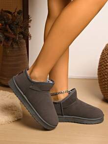 Giày lười đế bằng, lót nhiệt, giày đi tuyết ấm áp có đế chống trượt, phù hợp cho phụ nữ mang thai, mẫu mới mùa đông 2024 - Xám - Xem 5