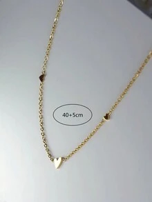 Nooxian 1 chiếc vòng cổ mặt trái tim thời trang, ngọt ngào và thanh lịch, vòng cổ choker đa năng dành cho phụ nữ (Số lượng trái tim ngẫu nhiên) - Vàng - Xem 6