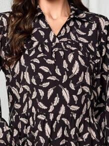 Nuevo vestido largo con estampado floral para primavera y verano, suelto con cinturón, estampado total, puños con volantes, manga larga, estilo caliente y modesto para mujeres