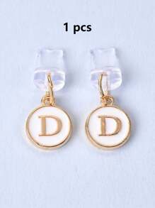 1pc White Electroplated Dust Plug Pendant With 26 English Alphabet On Both Sides, Compatible With Type C