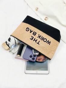 Túi vải bố tote in chữ "Work Bag", chất liệu linen đơn giản, có thể tái sử dụng, dùng làm túi mua sắm, túi đựng mỹ phẩm, ví, túi quà tặng ngày lễ, dung tích lớn, dây đeo vai có thể điều chỉnh và túi bên hông, thích hợp cho du lịch nghỉ dưỡng (màu kaki), đi làm hàng ngày, sử dụng hàng ngày, sinh nhật, ngày lễ, tựu trường, kỳ nghỉ, bãi biển, du lịch, đi làm, công tác, sinh viên, dã ngoại, cắm trại, mua sắm siêu thị, lưu trữ hàng ngày. - Màu Khaki - Xem 4