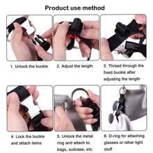 旅行便携式行李带 - 添加行李带、带行李带的背包、行李带 - 使用这款耐用的可调节行李带扩大您的携带能力 - 非常适合所有户外活动 - 彩色 - 查看 4
