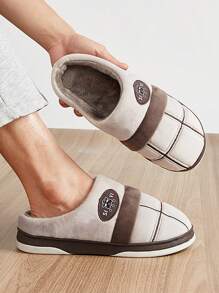 House Slippers For Men Memory Foam Plaid Warm Cozy Soft Fashionable Male's Shoes Winter Bedroom Round Toe Indoor Slippers Female