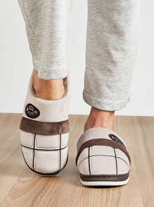 House Slippers For Men Memory Foam Plaid Warm Cozy Soft Fashionable Male's Shoes Winter Bedroom Round Toe Indoor Slippers Female