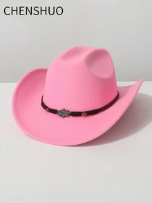 1pc Women's Solid Color Faux Wool Material, Hand-Woven Decoration, Western Cowboy Hat, Jazz Hat, Panama Hat, Suitable For Music Festival, Western Cowboy Theme Events, Retro Parties, Costume Plays, Fashion Shows, Festivals, Birthdays, Stage Performances, And Daily Wear - Top Hat - View 5