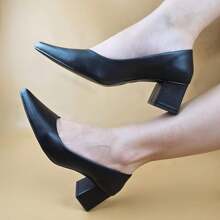 Women's Pumps, Low Block Heel, Medium Pointed Toe - 查看 3