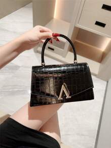 Women's Fashion Snake Skin Pattern Silver Tote Bag, Evening Clutch Bag With Metal Decor Flap Cover, Formal Party Leather Purse, Chain Strap Handbag For Ball And Formal Occasions